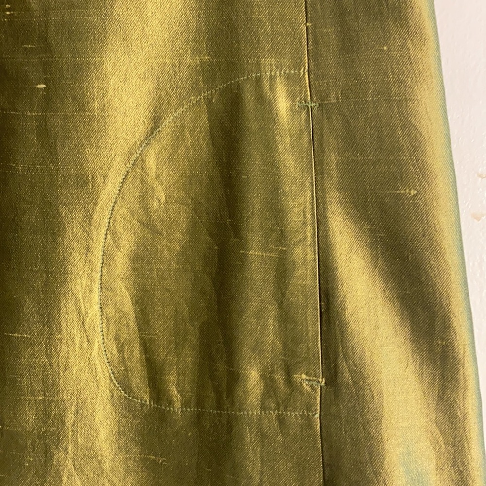 Cocktail Summer Olive Dress. 100% silk. - Picture 4 of 7